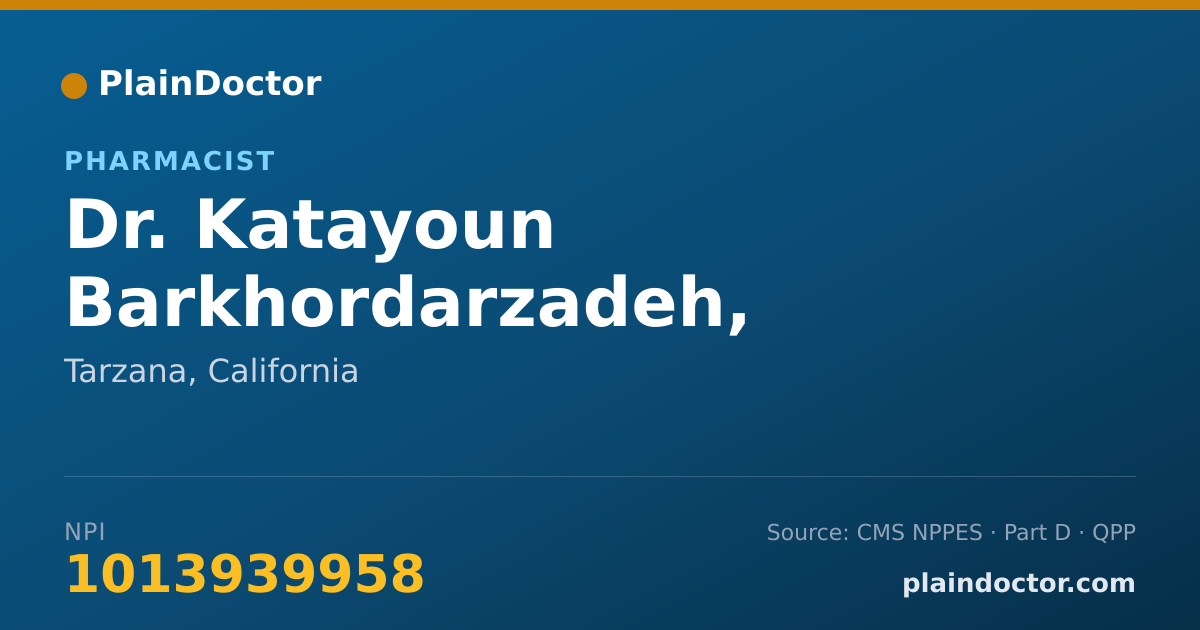 Shareable card for Katayoun Barkhordarzadeh, PHARM.D. - Pharmacist, Tarzana, CA