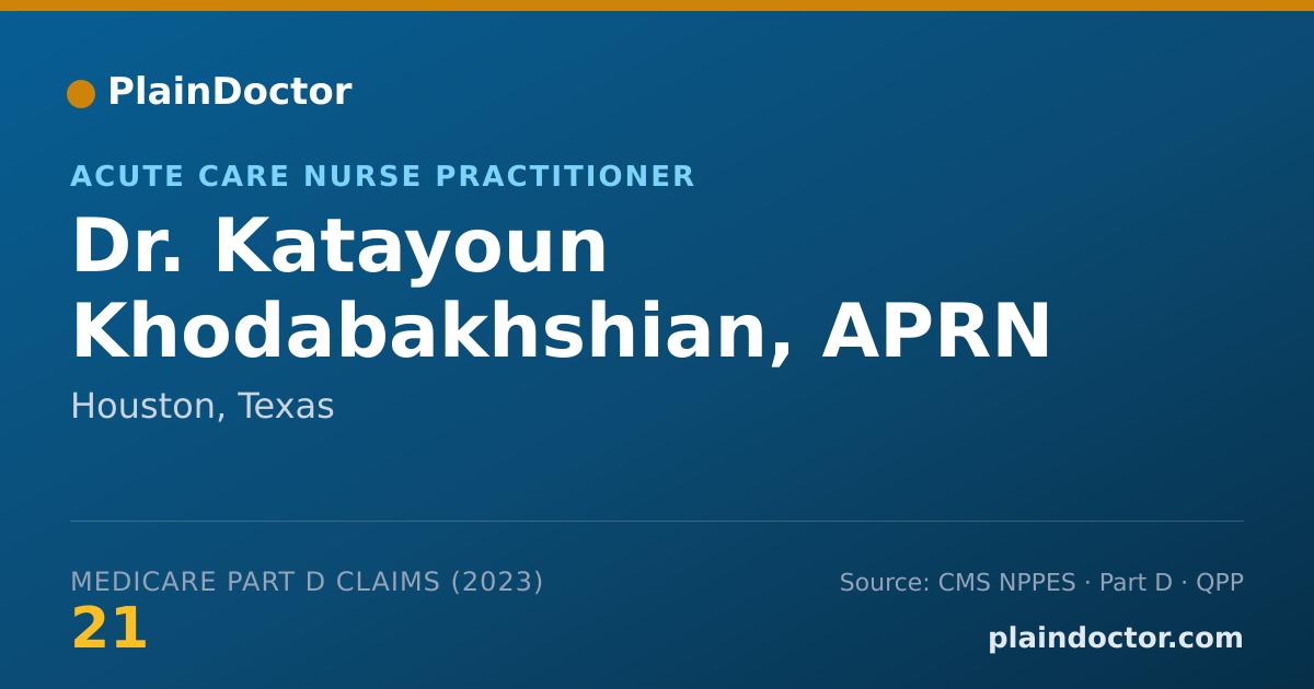 Shareable card for Katayoun Khodabakhshian, APRN - Acute Care Nurse Practitioner, Houston, TX