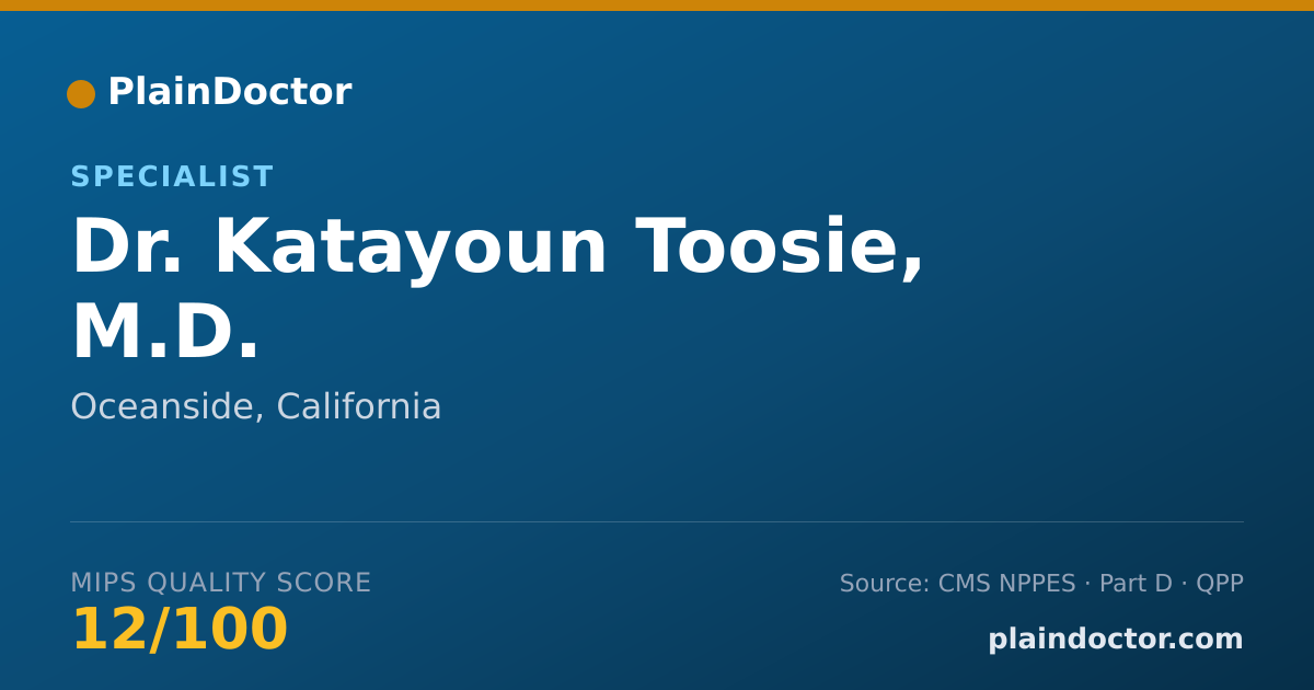 Shareable card for Katayoun Toosie, M.D. - Specialist, Oceanside, CA