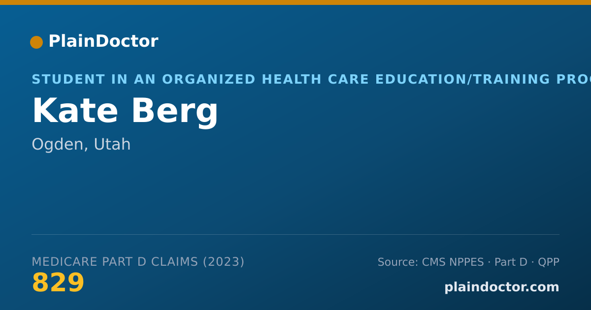 Shareable card for Kate Berg - Student in an Organized Health Care Education/Training Program, Ogden, UT