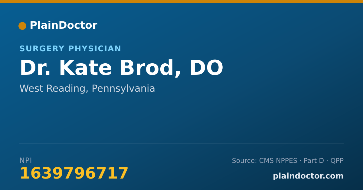 Shareable card for Kate Brod, DO - Surgery Physician, West Reading, PA