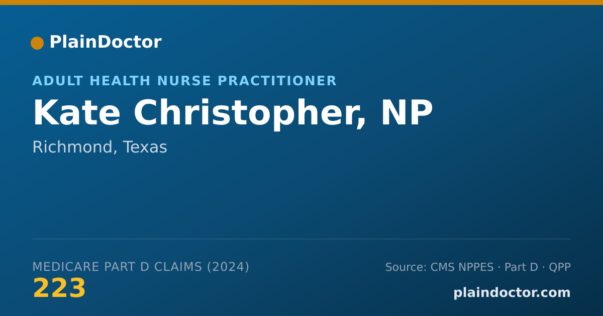 Shareable card for Kate Christopher, NP - Adult Health Nurse Practitioner, Richmond, TX