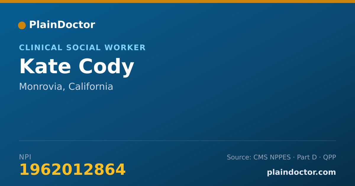 Shareable card for Kate Cody - Clinical Social Worker, Monrovia, CA