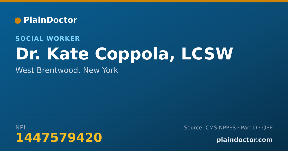 Shareable card for Kate Coppola, LCSW - Social Worker, West Brentwood, NY