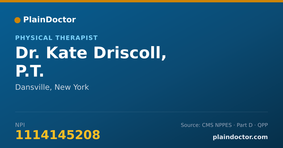 Shareable card for Kate Driscoll, P.T. - Physical Therapist, Dansville, NY