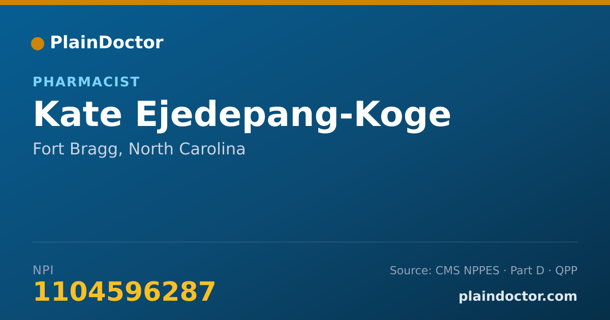 Shareable card for Kate Ejedepang-Koge - Pharmacist, Fort Bragg, NC