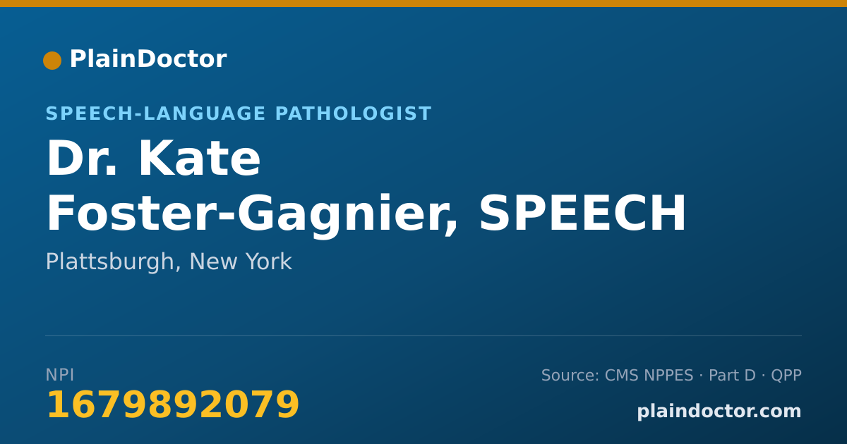 Shareable card for Kate Foster-Gagnier, SPEECH LANGUAGE PATH - Speech-Language Pathologist, Plattsburgh, NY