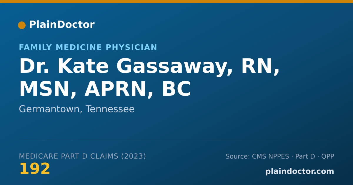 Shareable card for Kate Gassaway, RN, MSN, APRN, BC - Family Medicine Physician, Germantown, TN