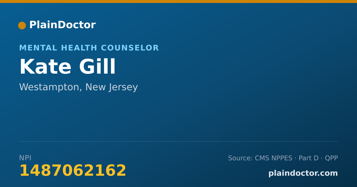 Shareable card for Kate Gill - Mental Health Counselor, Westampton, NJ