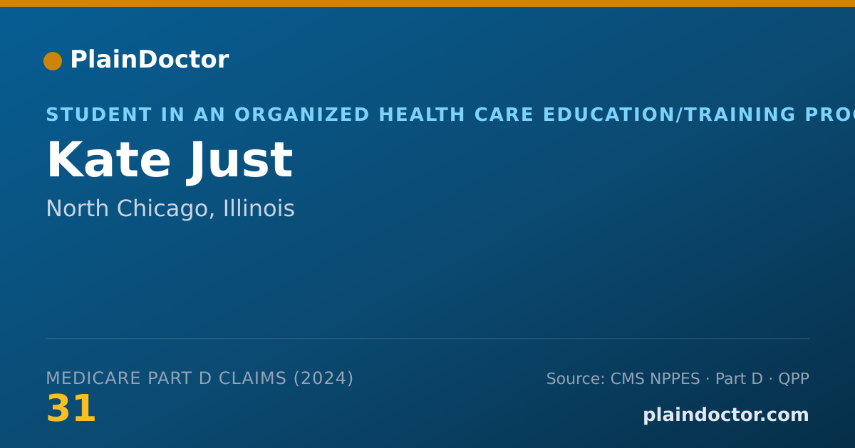 Shareable card for Kate Just - Student in an Organized Health Care Education/Training Program, North Chicago, IL