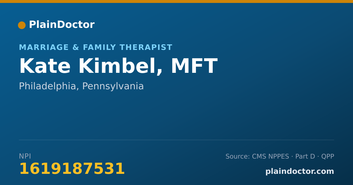 Shareable card for Kate Kimbel, MFT - Marriage & Family Therapist, Philadelphia, PA