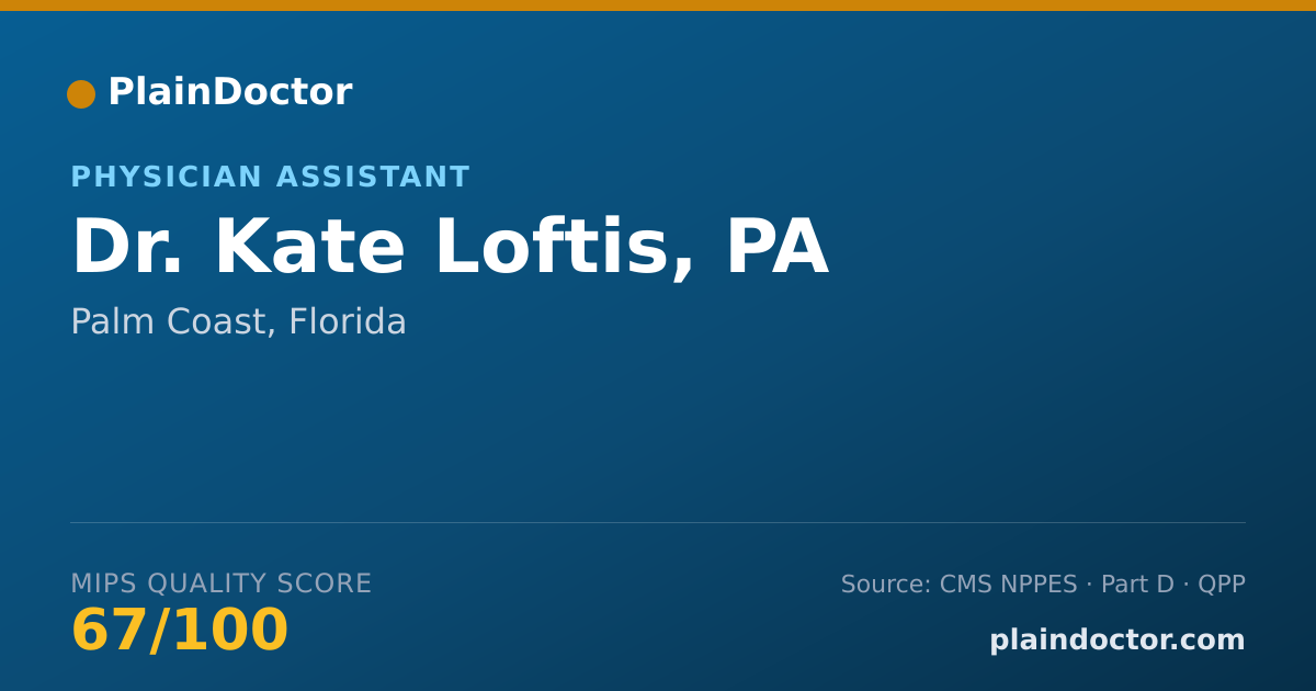 Shareable card for Kate Loftis, PA - Physician Assistant, Palm Coast, FL