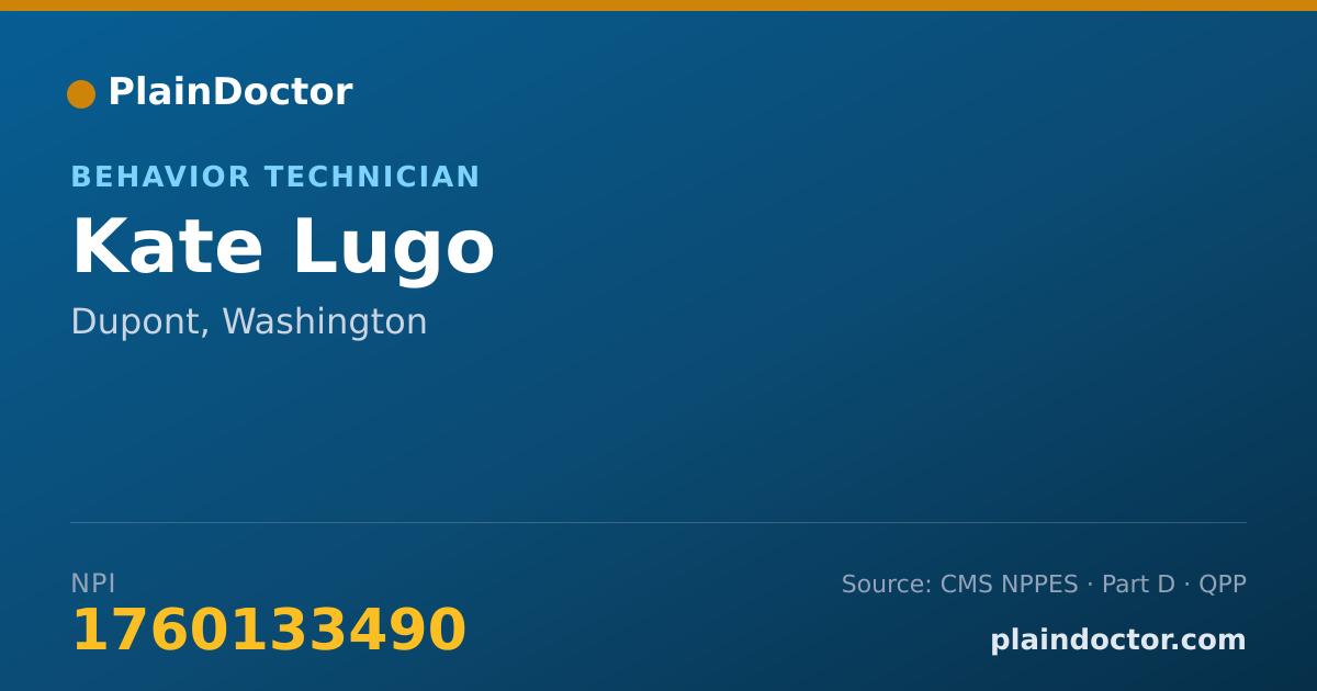 Shareable card for Kate Lugo - Behavior Technician, Dupont, WA
