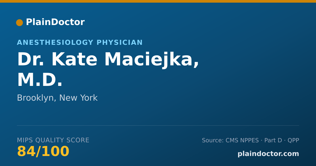 Shareable card for Kate Maciejka, M.D. - Anesthesiology Physician, Brooklyn, NY