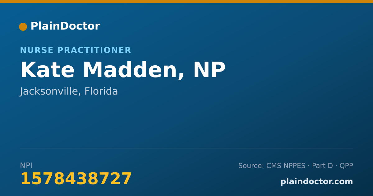 Shareable card for Kate Madden, NP - Nurse Practitioner, Jacksonville, FL