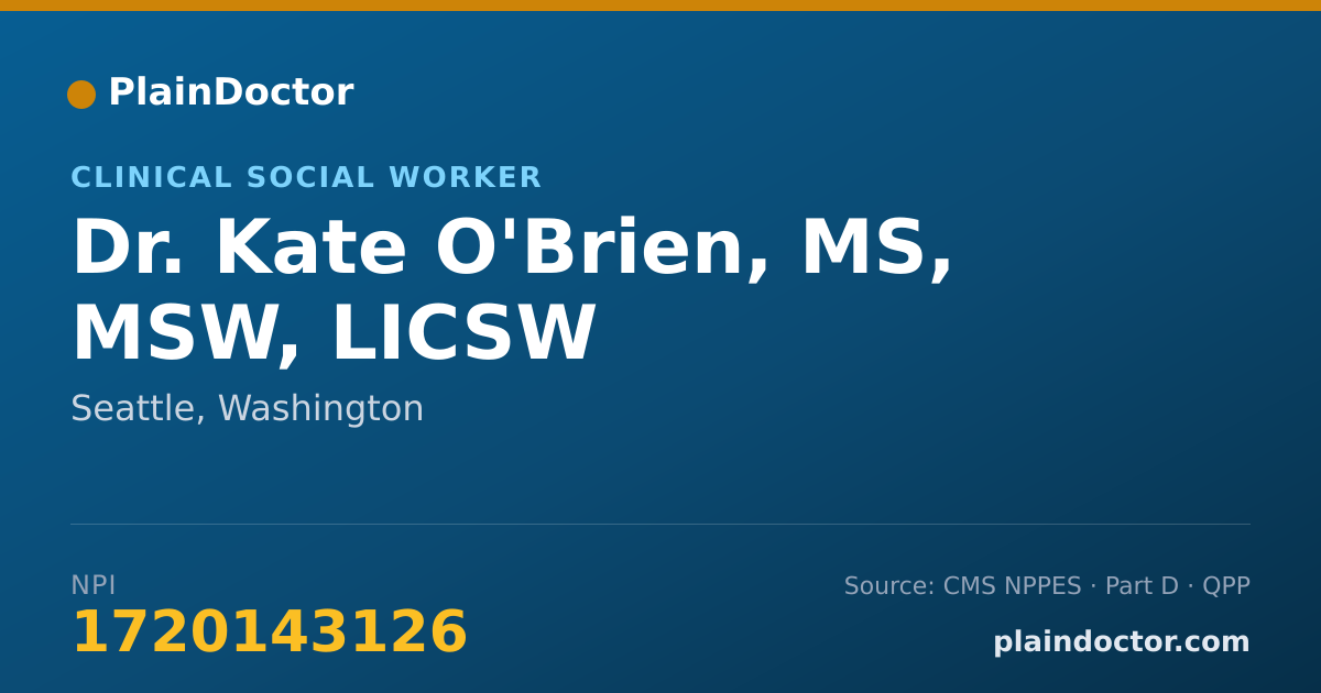 Shareable card for Kate O'Brien, MS, MSW, LICSW - Clinical Social Worker, Seattle, WA