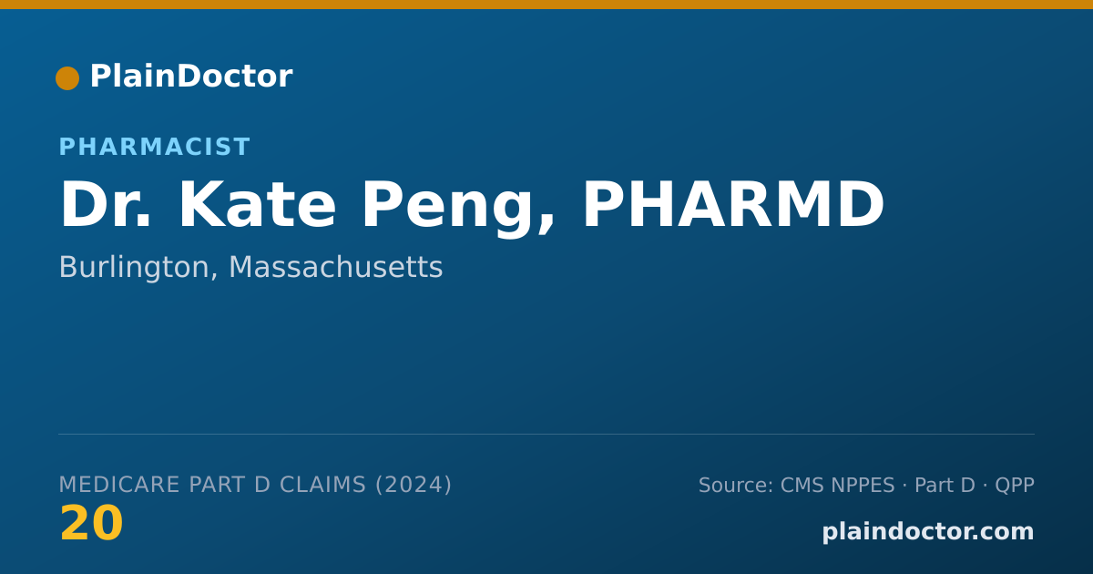 Shareable card for Kate Peng, PHARMD - Pharmacist, Burlington, MA