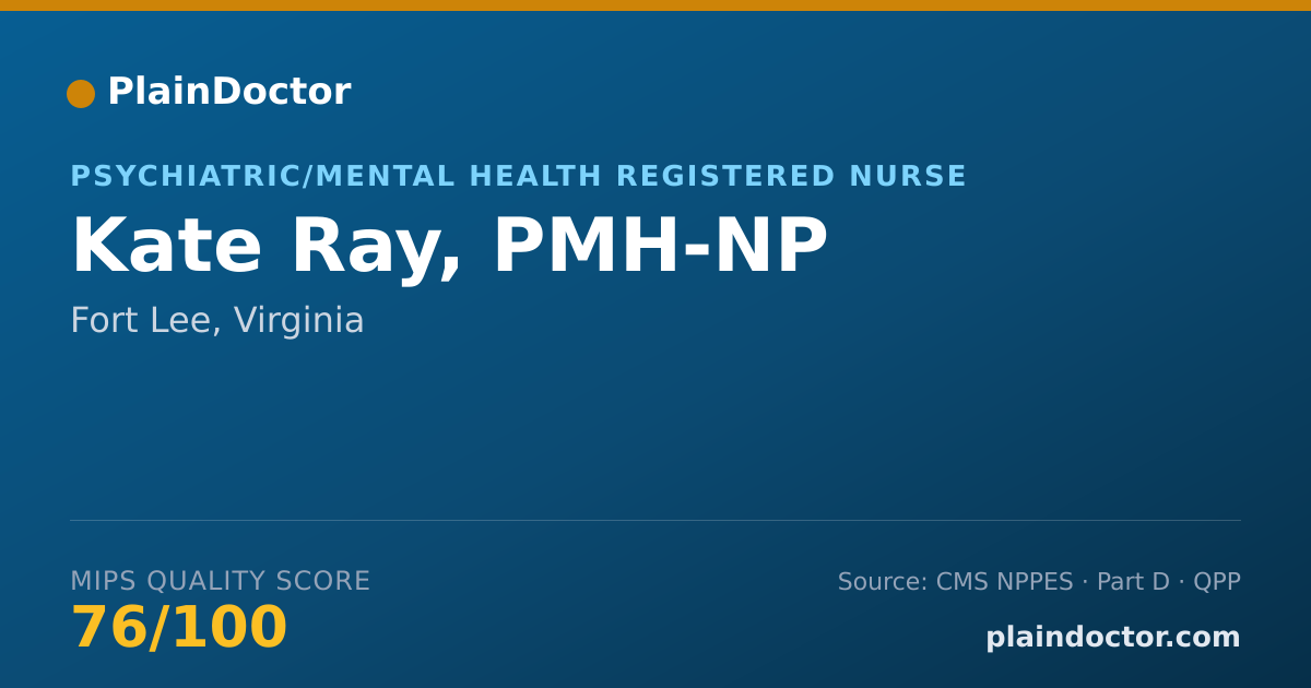 Shareable card for Kate Ray, PMH-NP - Psychiatric/Mental Health Registered Nurse, Fort Lee, VA