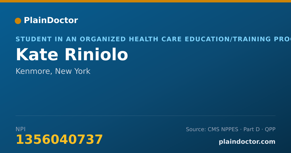 Shareable card for Kate Riniolo - Student in an Organized Health Care Education/Training Program, Kenmore, NY