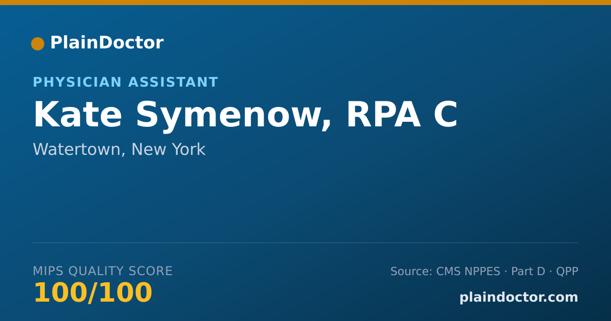 Shareable card for Kate Symenow, RPA C - Physician Assistant, Watertown, NY