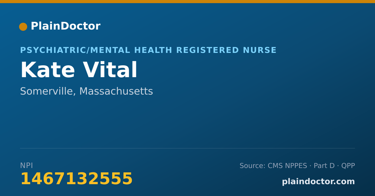 Shareable card for Kate Vital - Psychiatric/Mental Health Registered Nurse, Somerville, MA