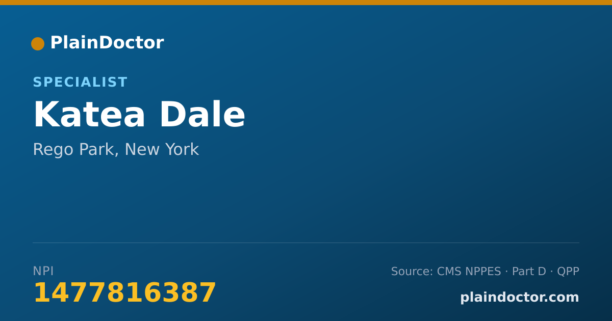 Shareable card for Katea Dale - Specialist, Rego Park, NY