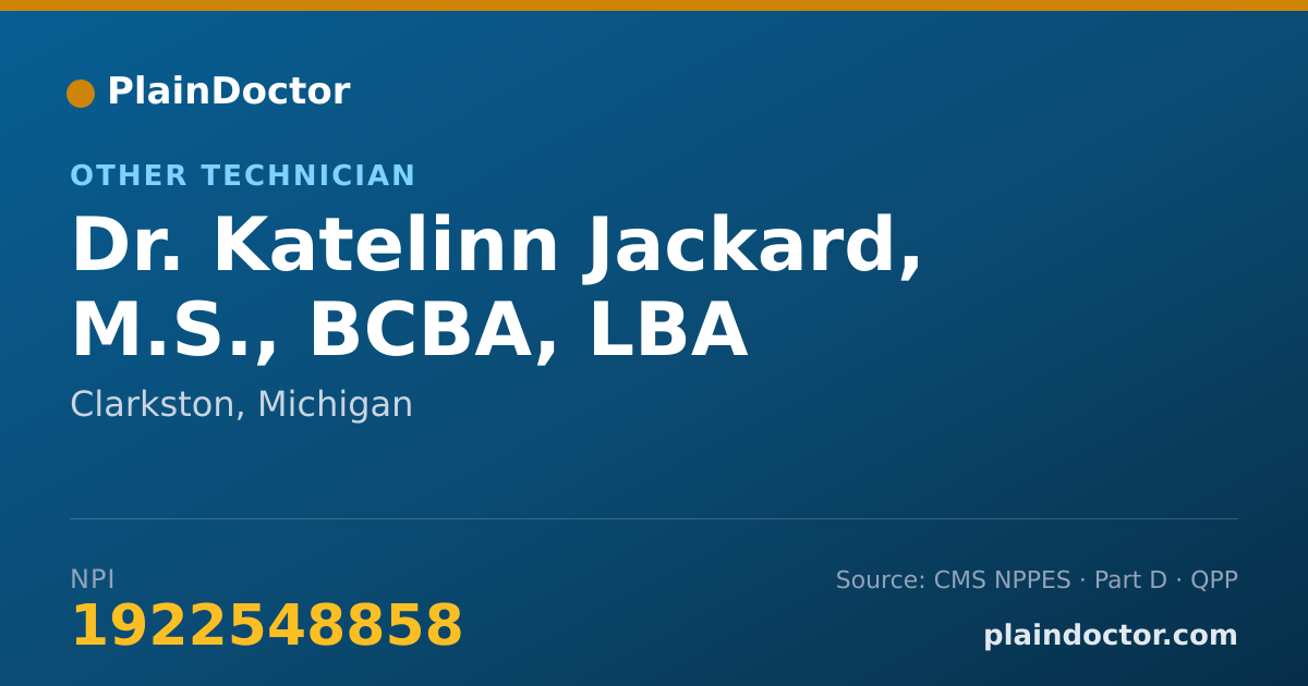 Shareable card for Katelinn Jackard, M.S., BCBA, LBA - Other Technician, Clarkston, MI