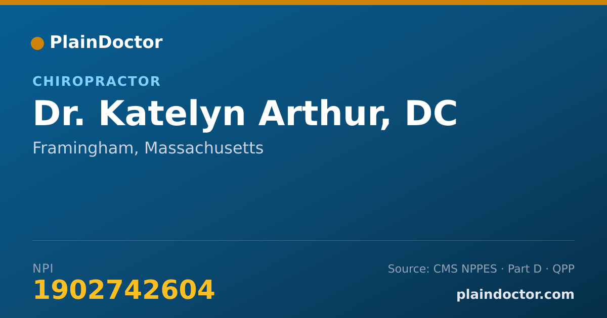 Shareable card for Katelyn Arthur, DC - Chiropractor, Framingham, MA
