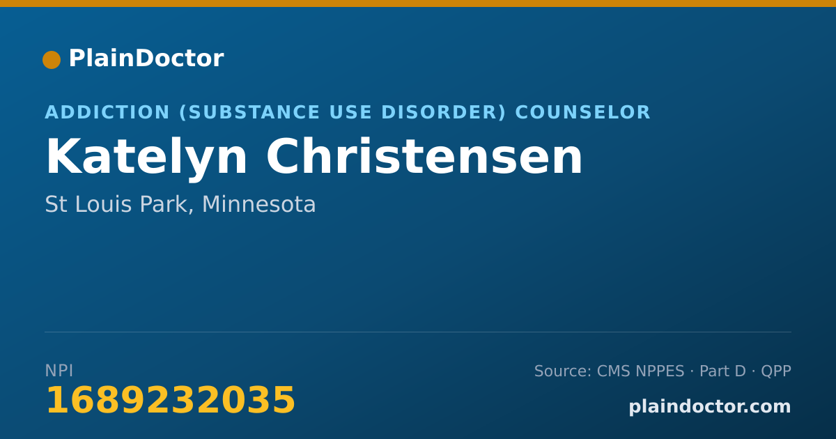 Shareable card for Katelyn Christensen - Addiction (Substance Use Disorder) Counselor, St Louis Park, MN