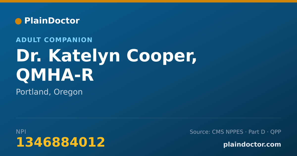 Shareable card for Katelyn Cooper, QMHA-R - Adult Companion, Portland, OR