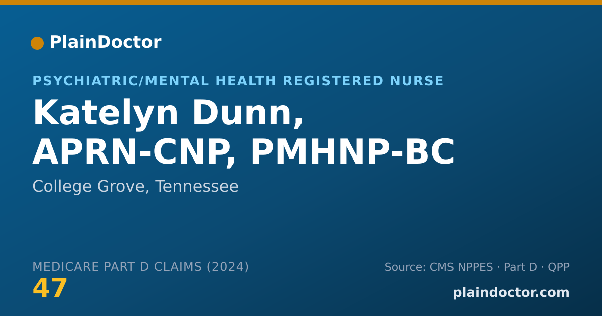 Shareable card for Katelyn Dunn, APRN-CNP, PMHNP-BC - Psychiatric/Mental Health Registered Nurse, College Grove, TN