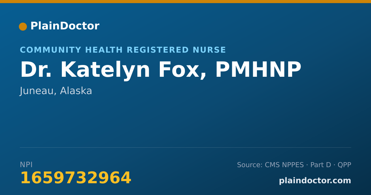 Shareable card for Katelyn Fox, PMHNP - Community Health Registered Nurse, Juneau, AK