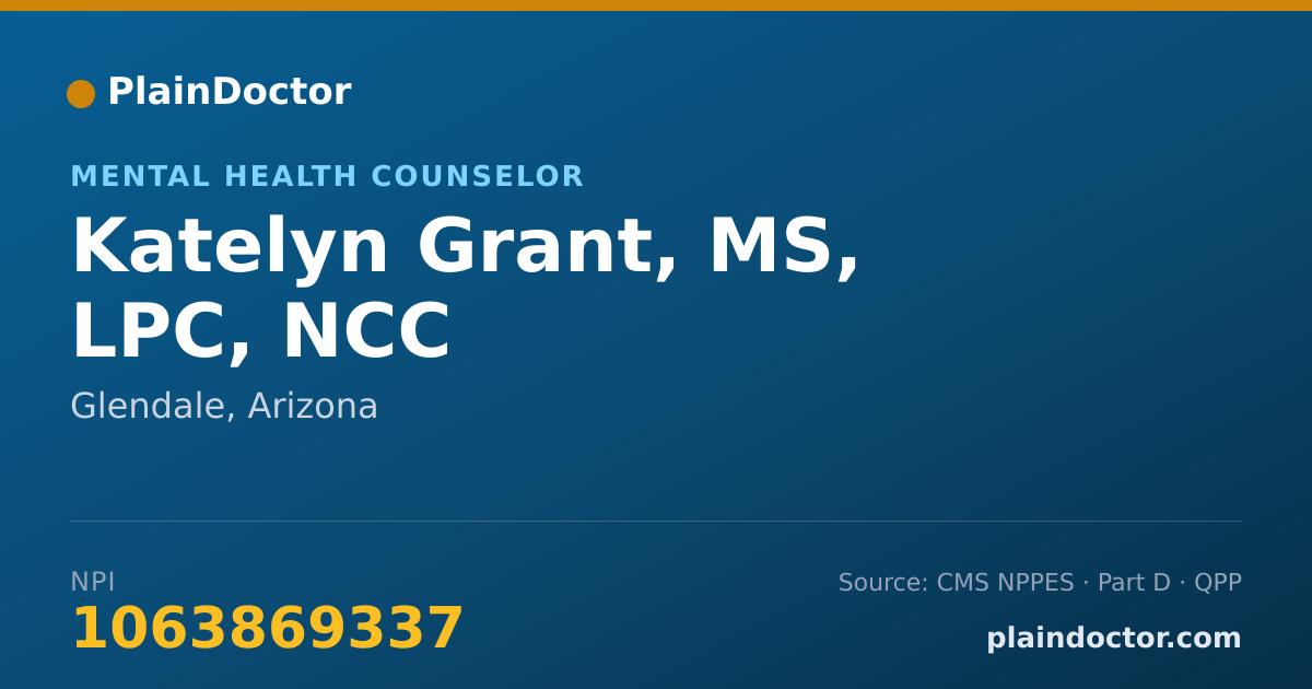 Shareable card for Katelyn Grant, MS, LPC, NCC - Mental Health Counselor, Glendale, AZ