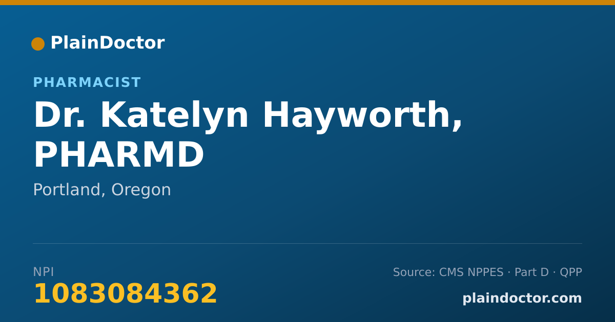 Shareable card for Katelyn Hayworth, PHARMD - Pharmacist, Portland, OR