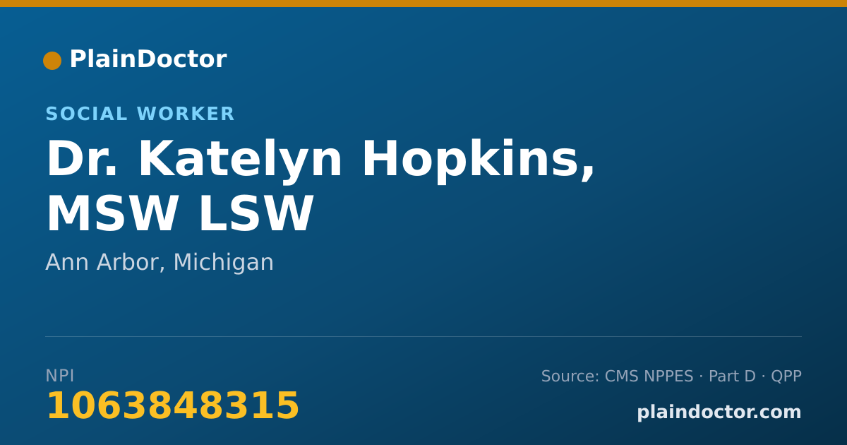Shareable card for Katelyn Hopkins, MSW LSW - Social Worker, Ann Arbor, MI