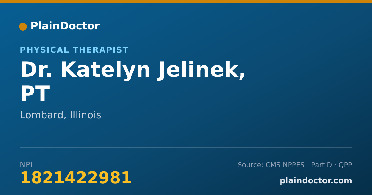 Shareable card for Katelyn Jelinek, PT - Physical Therapist, Lombard, IL