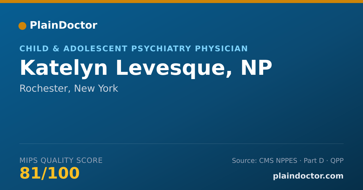 Shareable card for Katelyn Levesque, NP - Child & Adolescent Psychiatry Physician, Rochester, NY