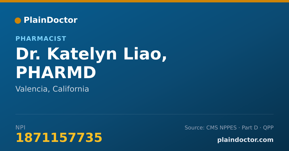 Shareable card for Katelyn Liao, PHARMD - Pharmacist, Valencia, CA