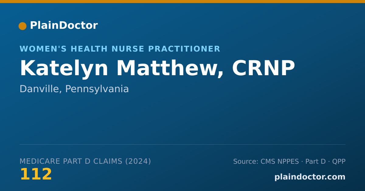 Shareable card for Katelyn Matthew, CRNP - Women's Health Nurse Practitioner, Danville, PA