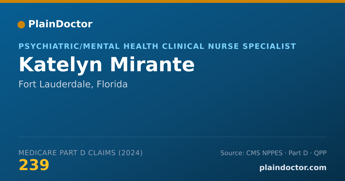 Shareable card for Katelyn Mirante - Psychiatric/Mental Health Clinical Nurse Specialist, Fort Lauderdale, FL