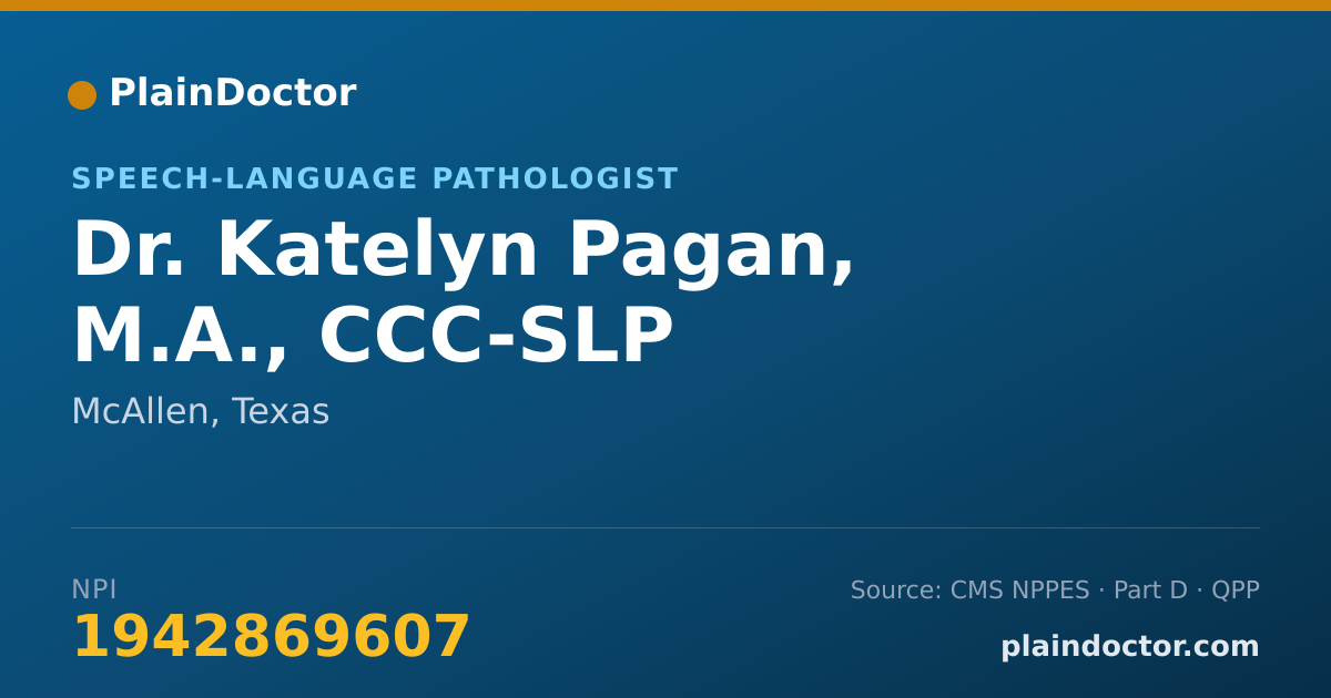 Shareable card for Katelyn Pagan, M.A., CCC-SLP - Speech-Language Pathologist, McAllen, TX