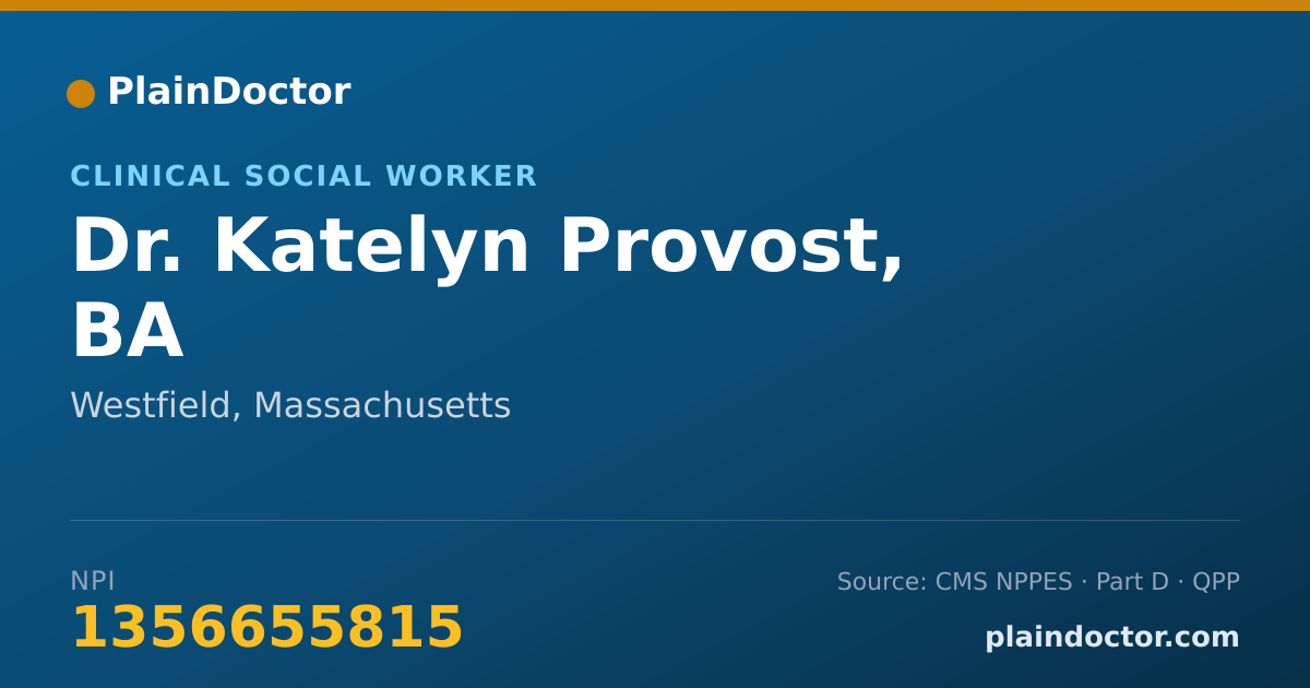 Shareable card for Katelyn Provost, BA - Clinical Social Worker, Westfield, MA