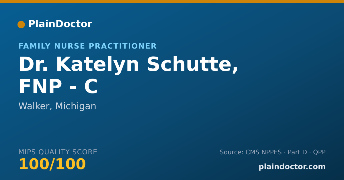 Shareable card for Katelyn Schutte, FNP - C - Family Nurse Practitioner, Walker, MI