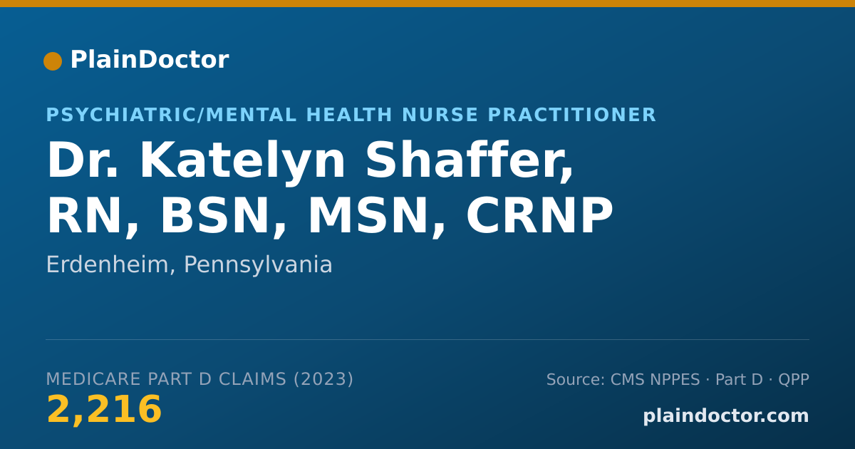 Shareable card for Katelyn Shaffer, RN, BSN, MSN, CRNP - Psychiatric/Mental Health Nurse Practitioner, Erdenheim, PA