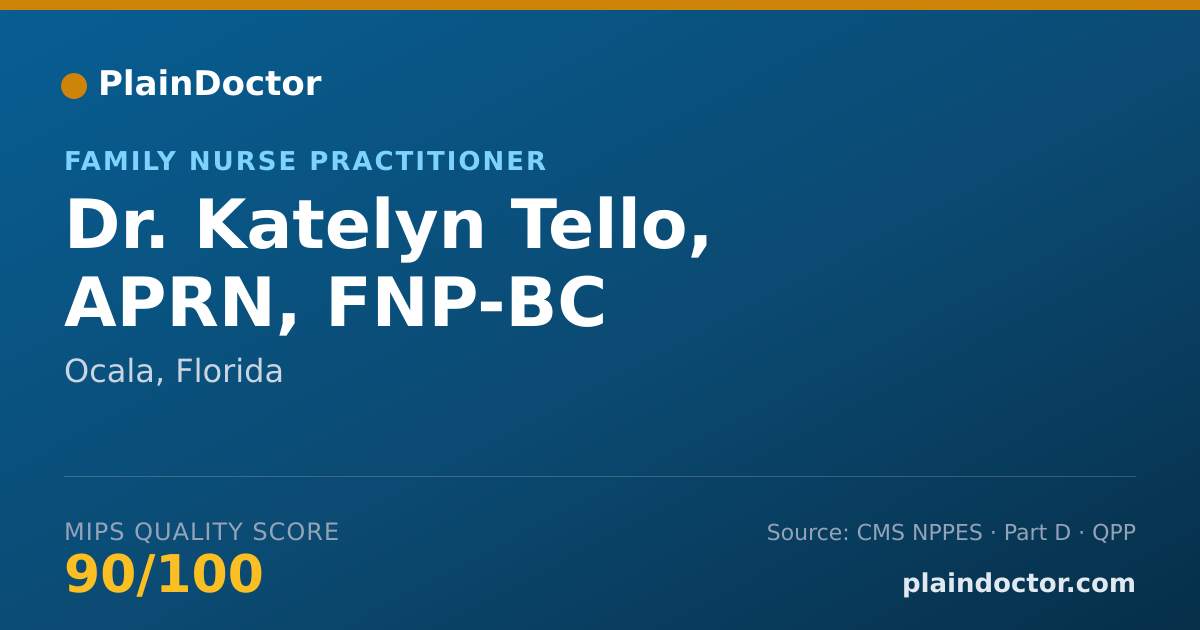 Shareable card for Katelyn Tello, APRN, FNP-BC - Family Nurse Practitioner, Ocala, FL