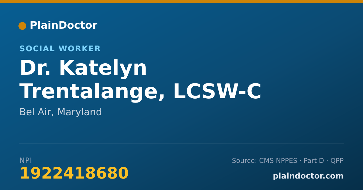 Shareable card for Katelyn Trentalange, LCSW-C - Social Worker, Bel Air, MD