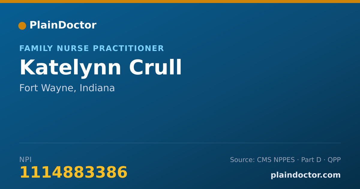 Shareable card for Katelynn Crull - Family Nurse Practitioner, Fort Wayne, IN