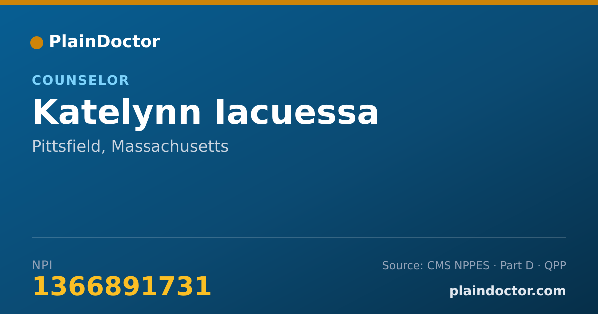 Shareable card for Katelynn Iacuessa - Counselor, Pittsfield, MA