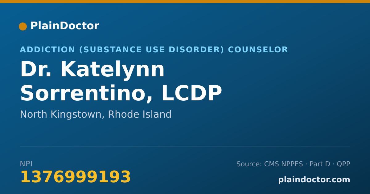 Shareable card for Katelynn Sorrentino, LCDP - Addiction (Substance Use Disorder) Counselor, North Kingstown, RI
