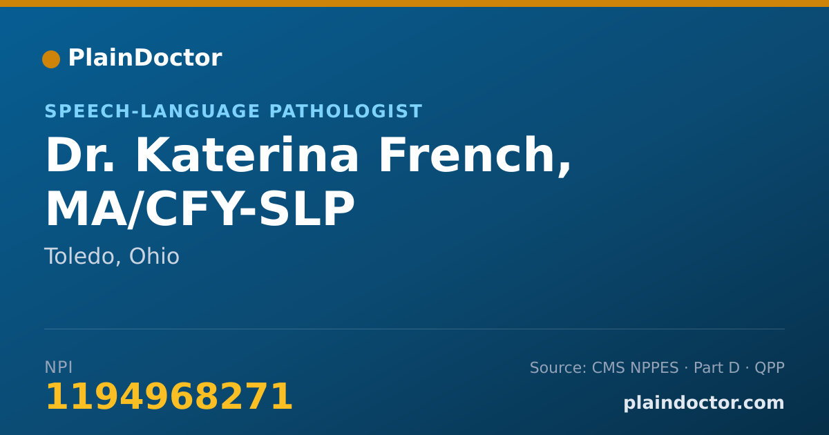 Shareable card for Katerina French, MA/CFY-SLP - Speech-Language Pathologist, Toledo, OH